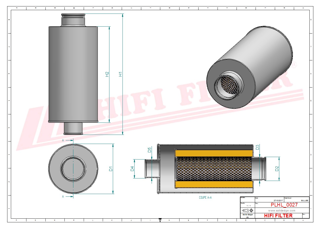 Schema tecnico Filtro olio