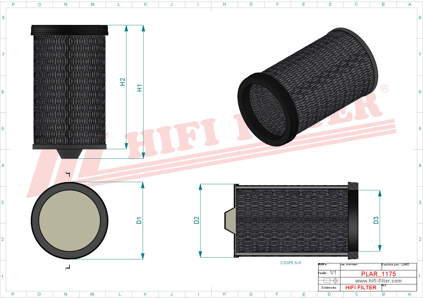 Schema tecnico Filtro aria