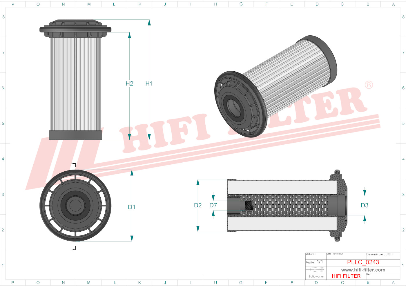 Schema tecnico Filtro olio 1200091810 per trattori e macchine agricole