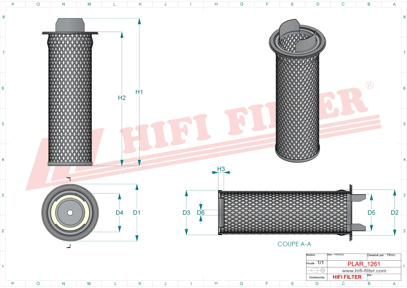 Schema tecnico Prefiltro aria