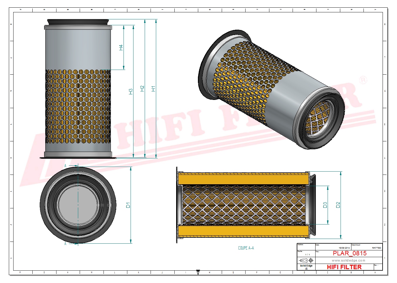 Schema tecnico Filtro aria