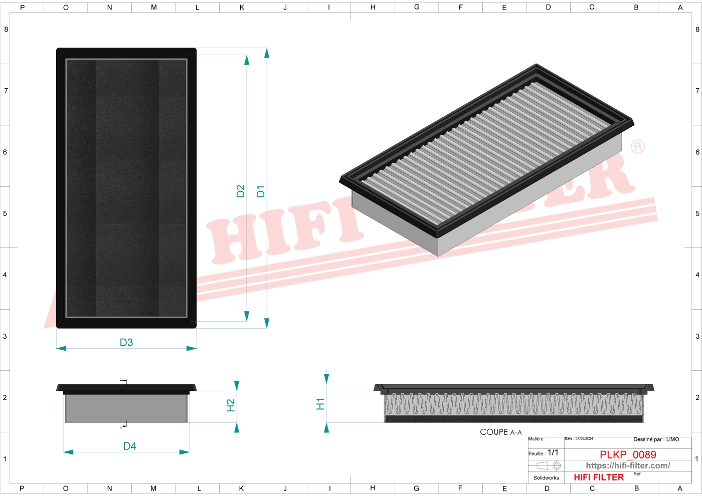 Schema tecnico Filtro abitacolo