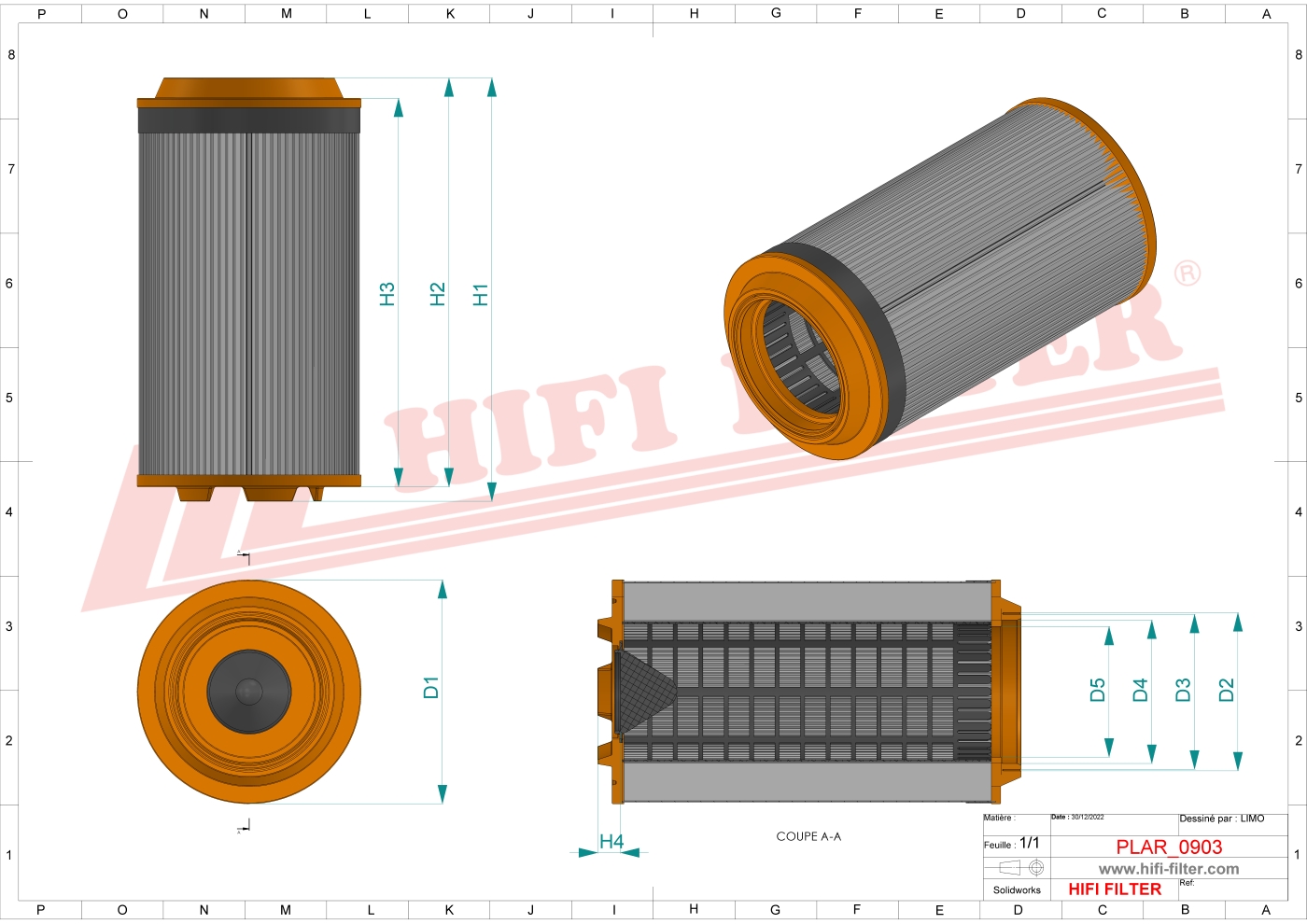 Schema tecnico Filtro aria