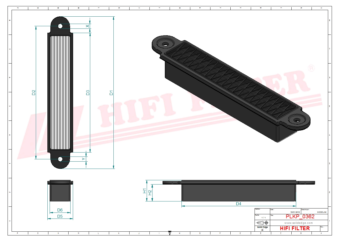 Schema tecnico Filtro abitacolo T414582051 per trattori e macchine agricole