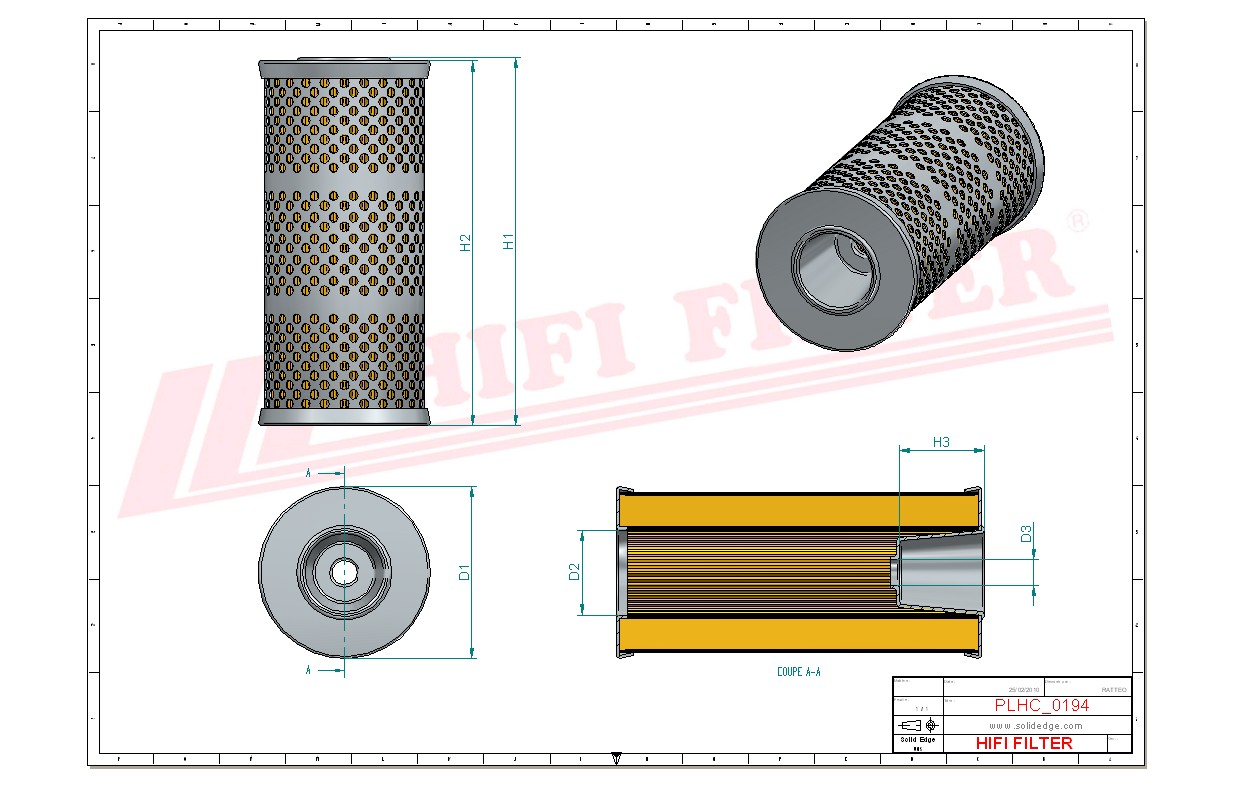 Schema tecnico Filtro olio