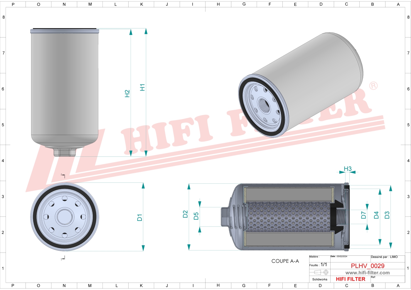 Schema tecnico Filtro olio
