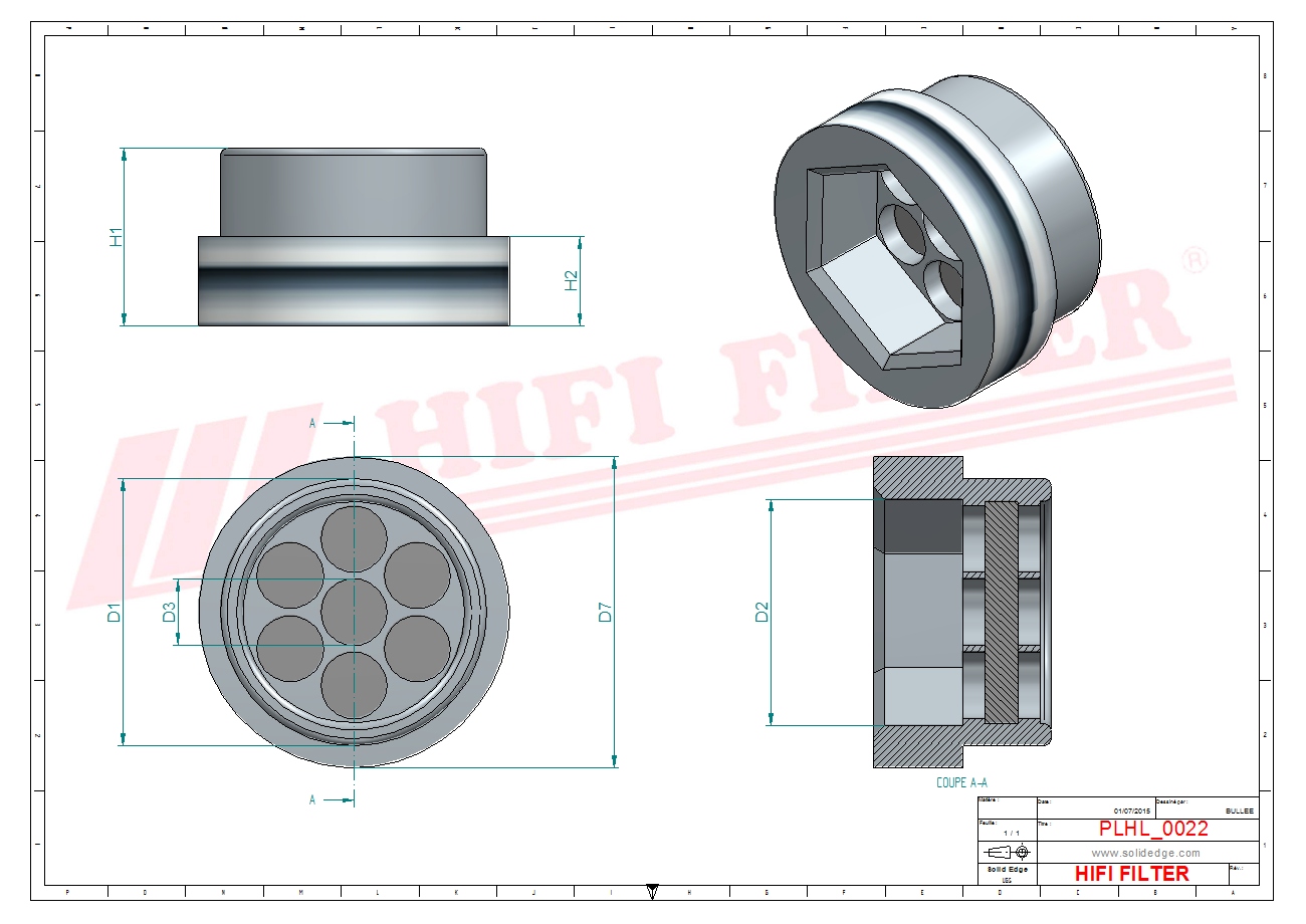 Schema tecnico Filtro olio