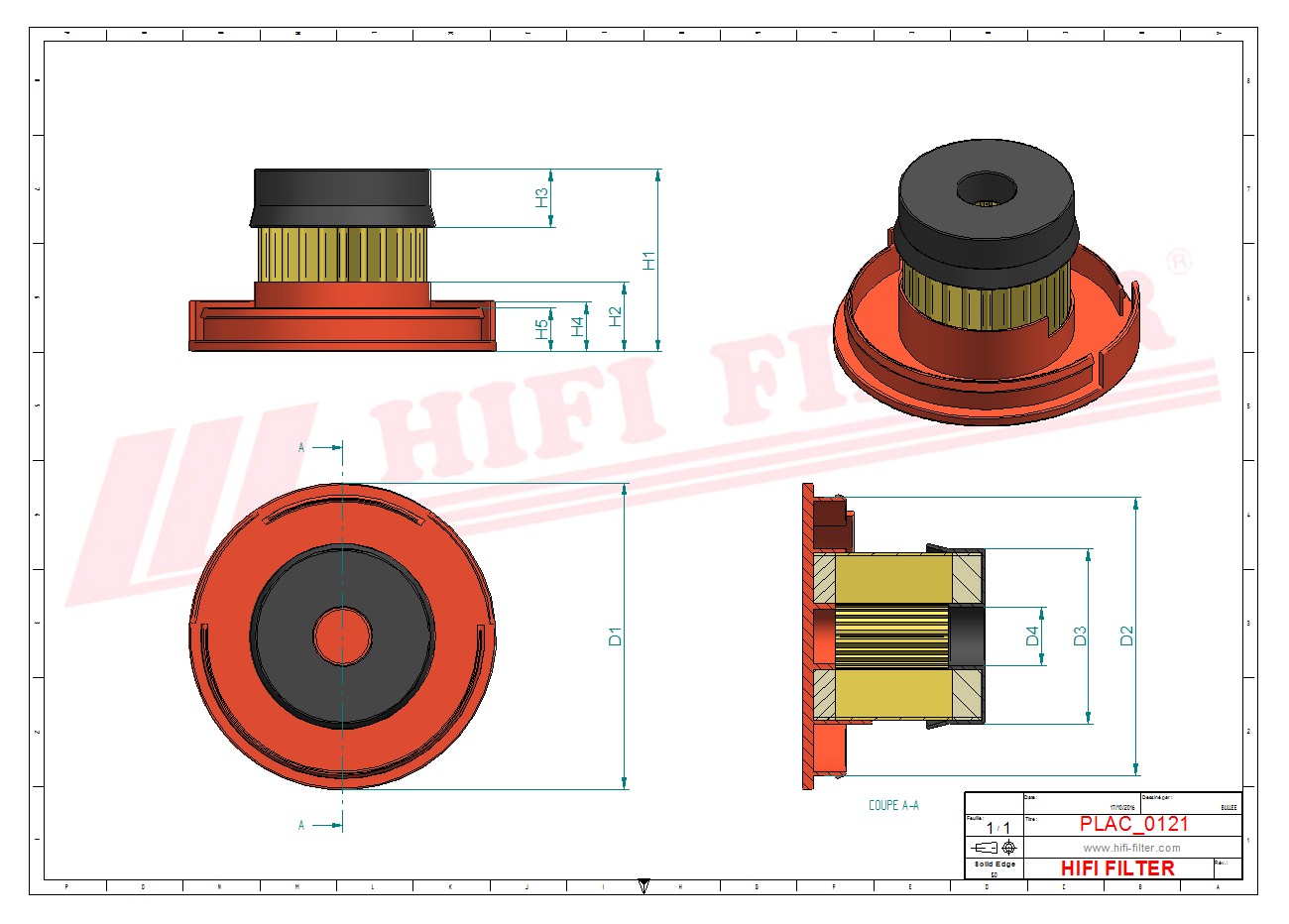 Schema tecnico Filtro aria 3010289 per trattori e macchine agricole