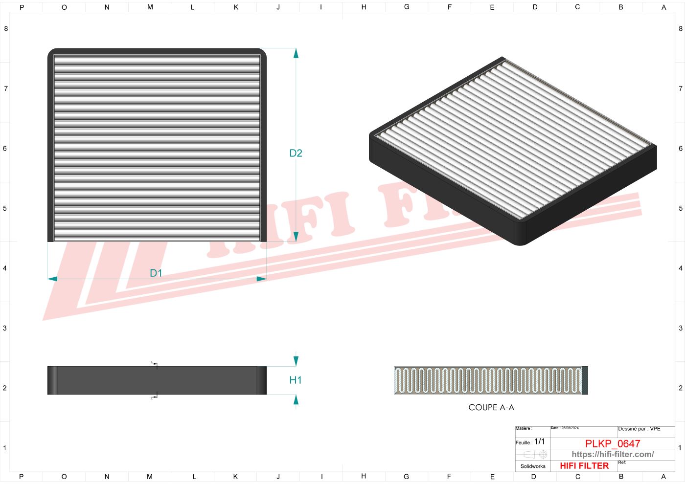 Schema tecnico Filtro abitacolo 400B8039 per trattori e macchine agricole