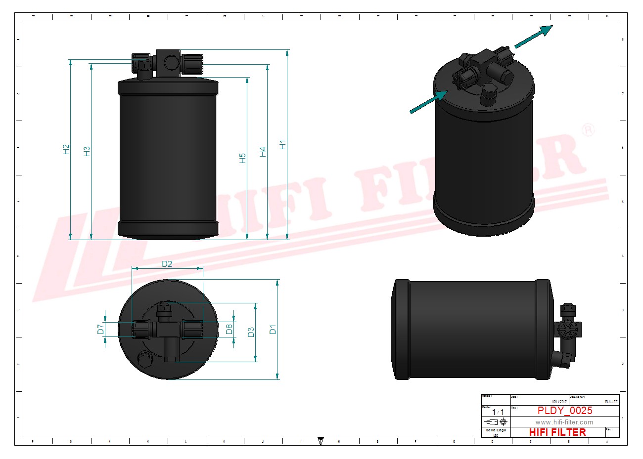 Schema tecnico Filtro carburante