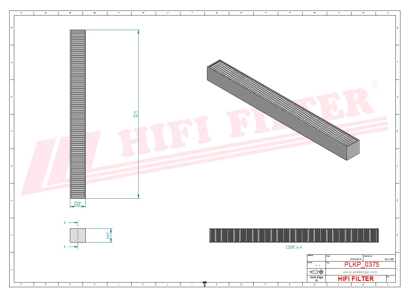 Schema tecnico Filtro abitacolo