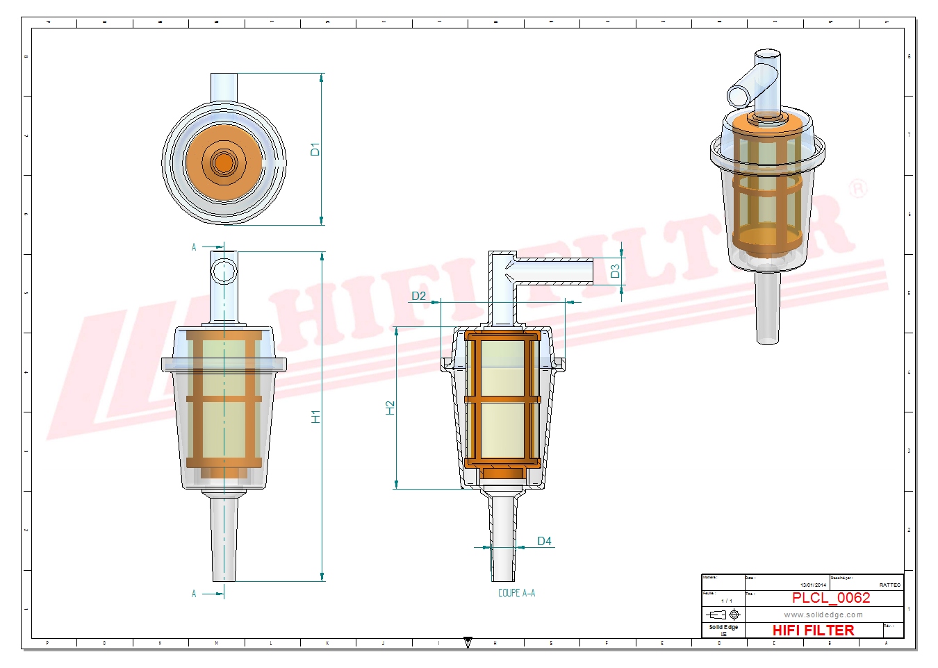 Schema tecnico Filtro carburante 000031 per trattori e macchine agricole