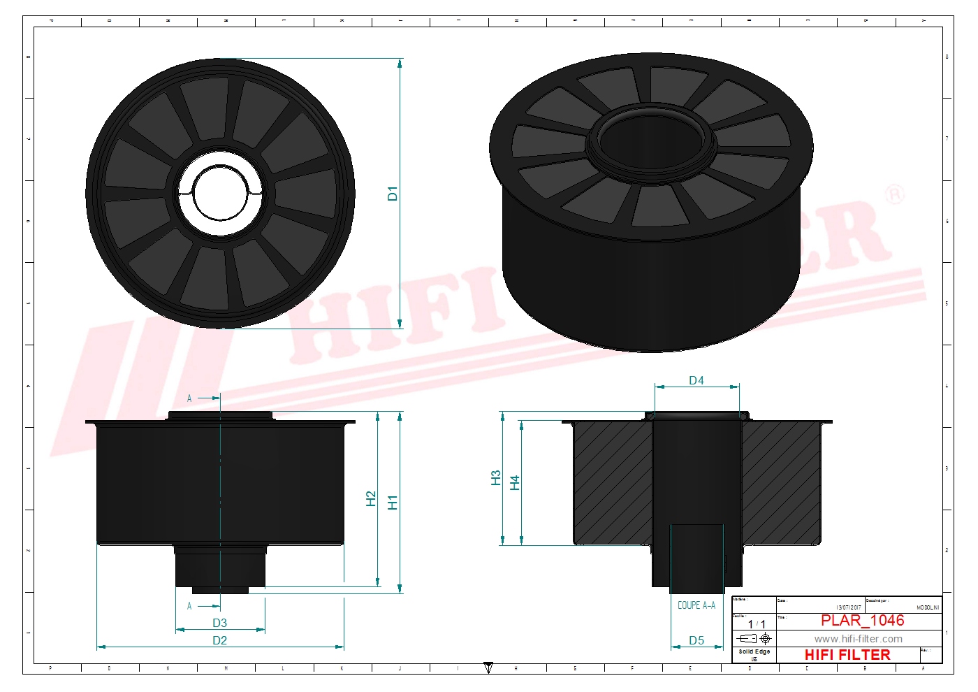 Schema tecnico Filtro aria