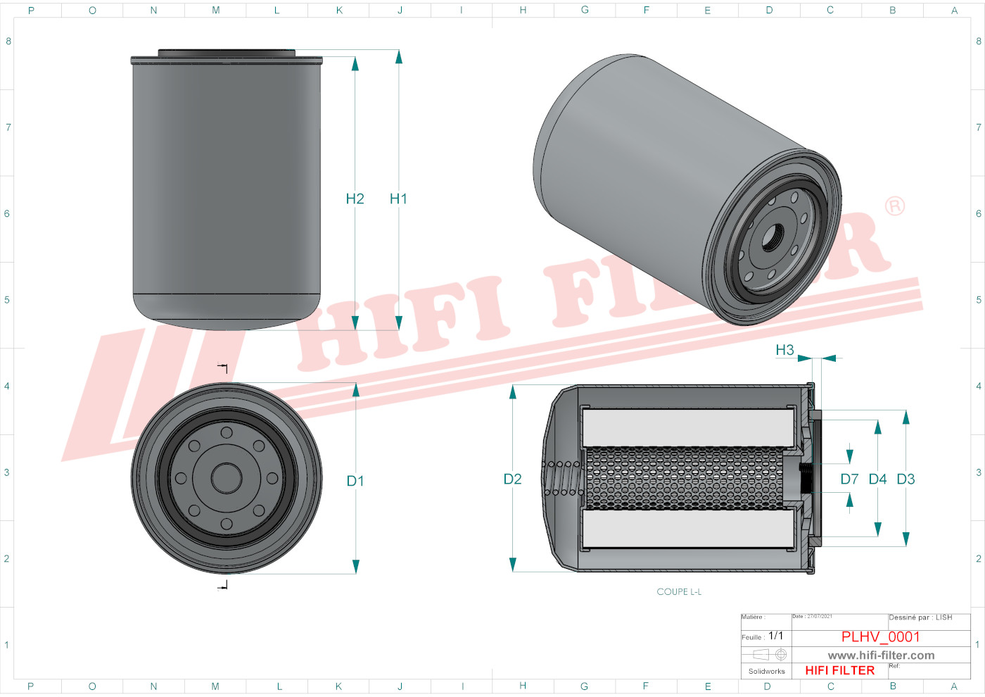 Schema tecnico Filtro idraulico 041786 per trattori e macchine agricole