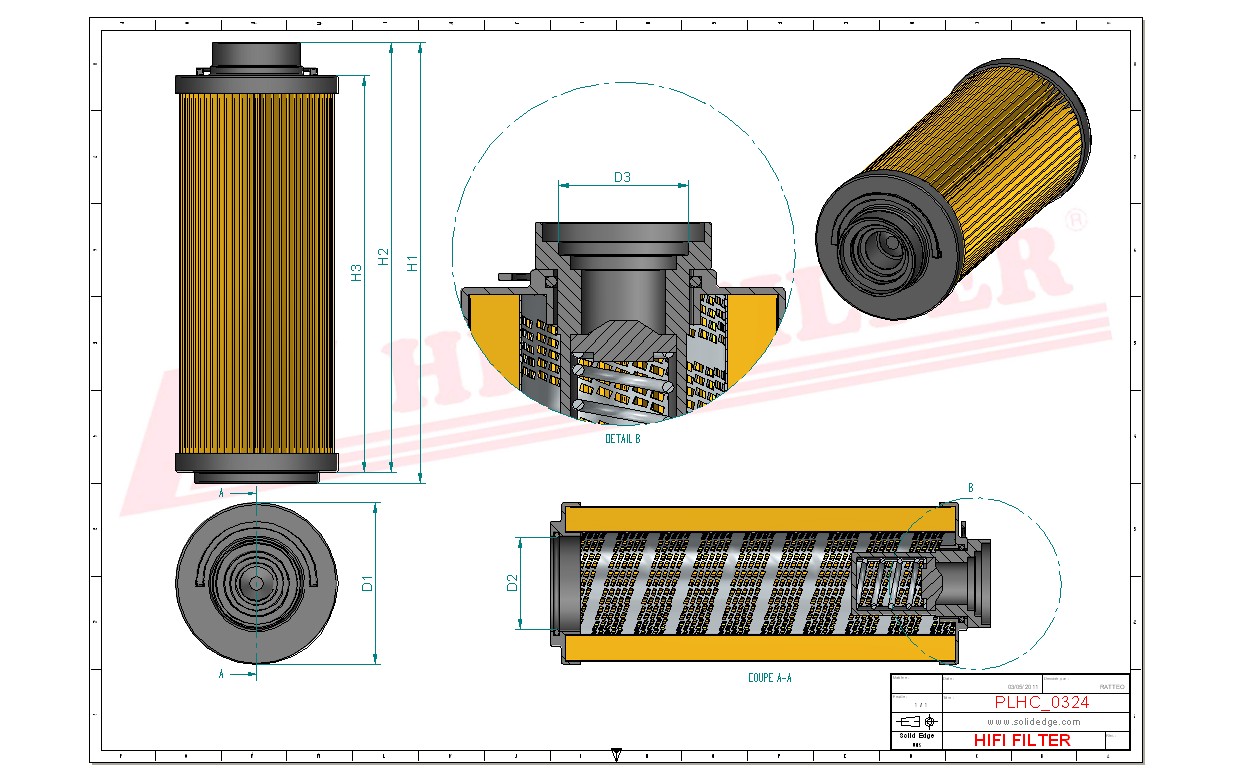 Schema tecnico Filtro idraulico 1002025 per trattori e macchine agricole