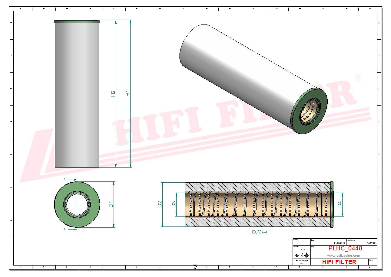 Schema tecnico Filtro idraulico 11167336 per trattori e macchine agricole