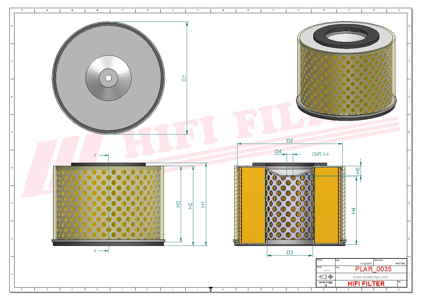 Schema tecnico Filtro aria