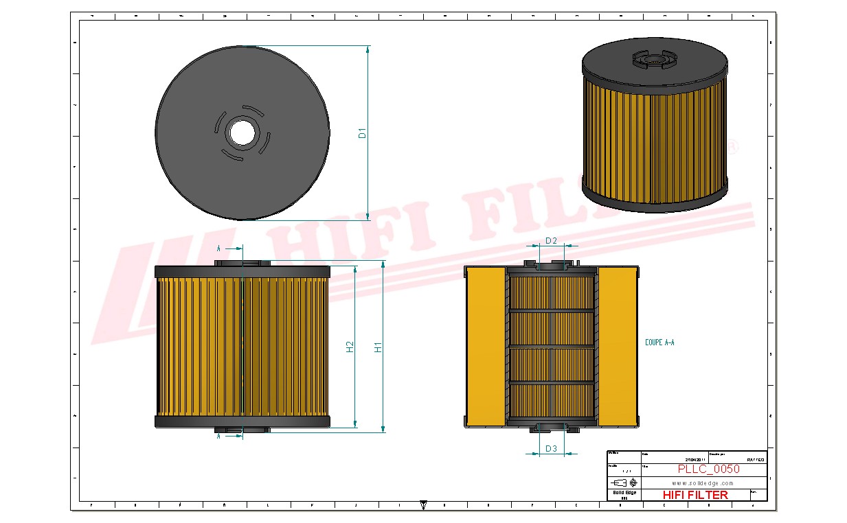 Schema tecnico Filtro olio