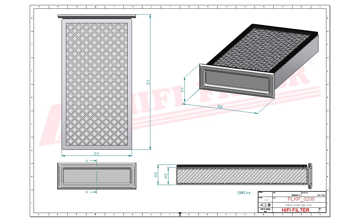 Schema tecnico Filtro abitacolo ai carboni attivi