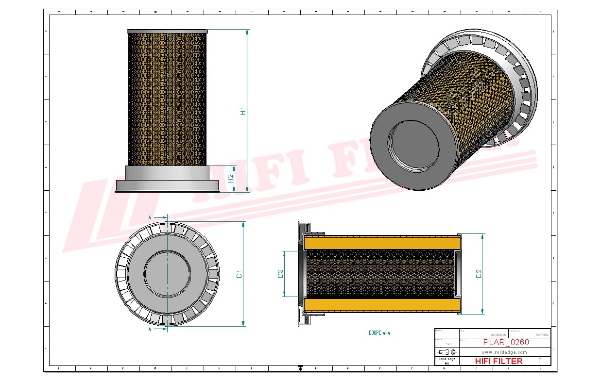 Schema tecnico Filtro aria