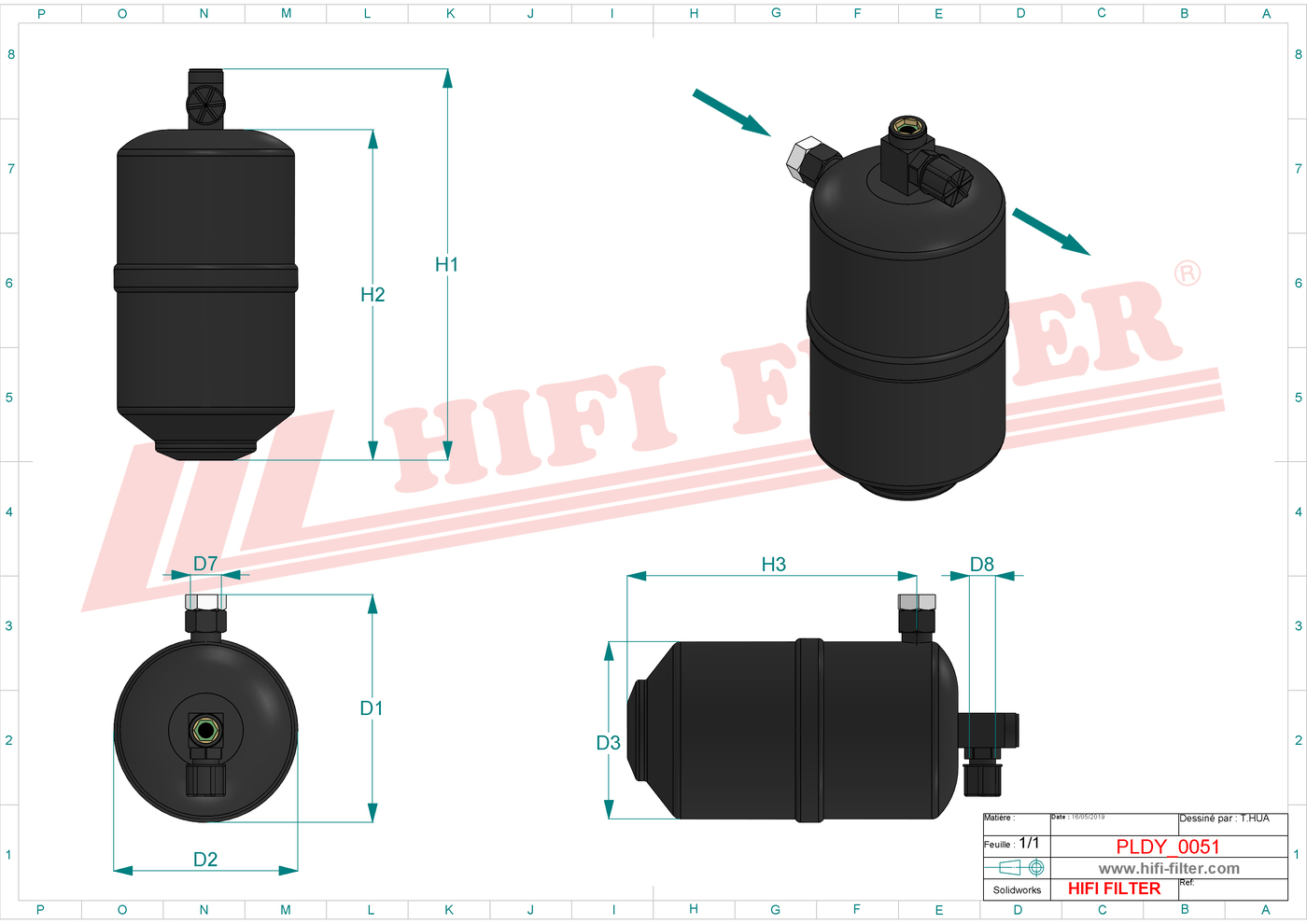 Schema tecnico Filtro carburante