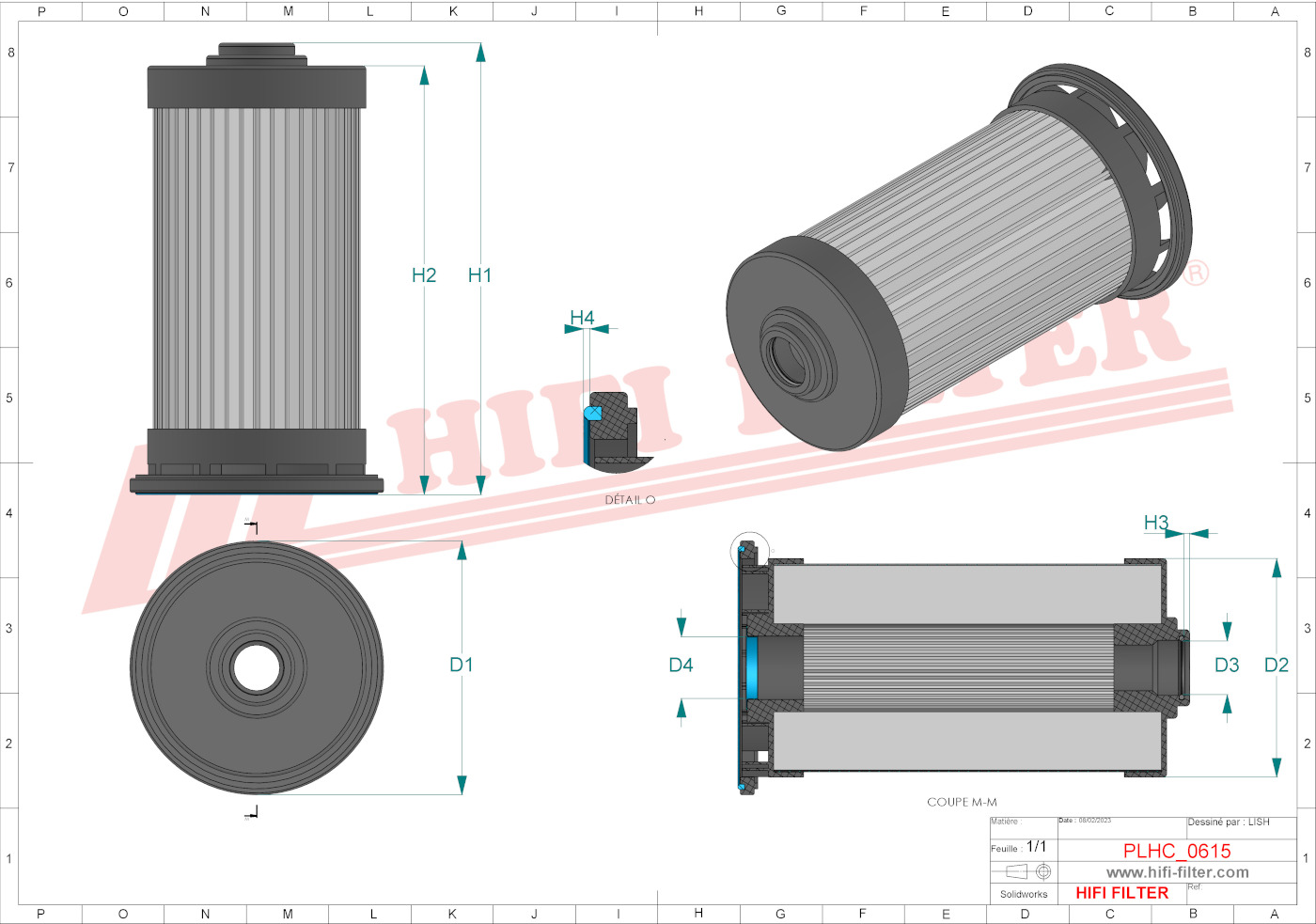 Schema tecnico Filtro idraulico 940763Q per trattori e macchine agricole