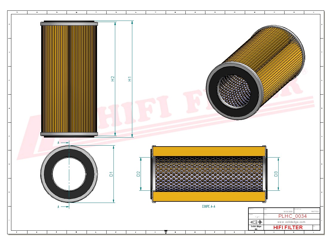 Schema tecnico Filtro olio