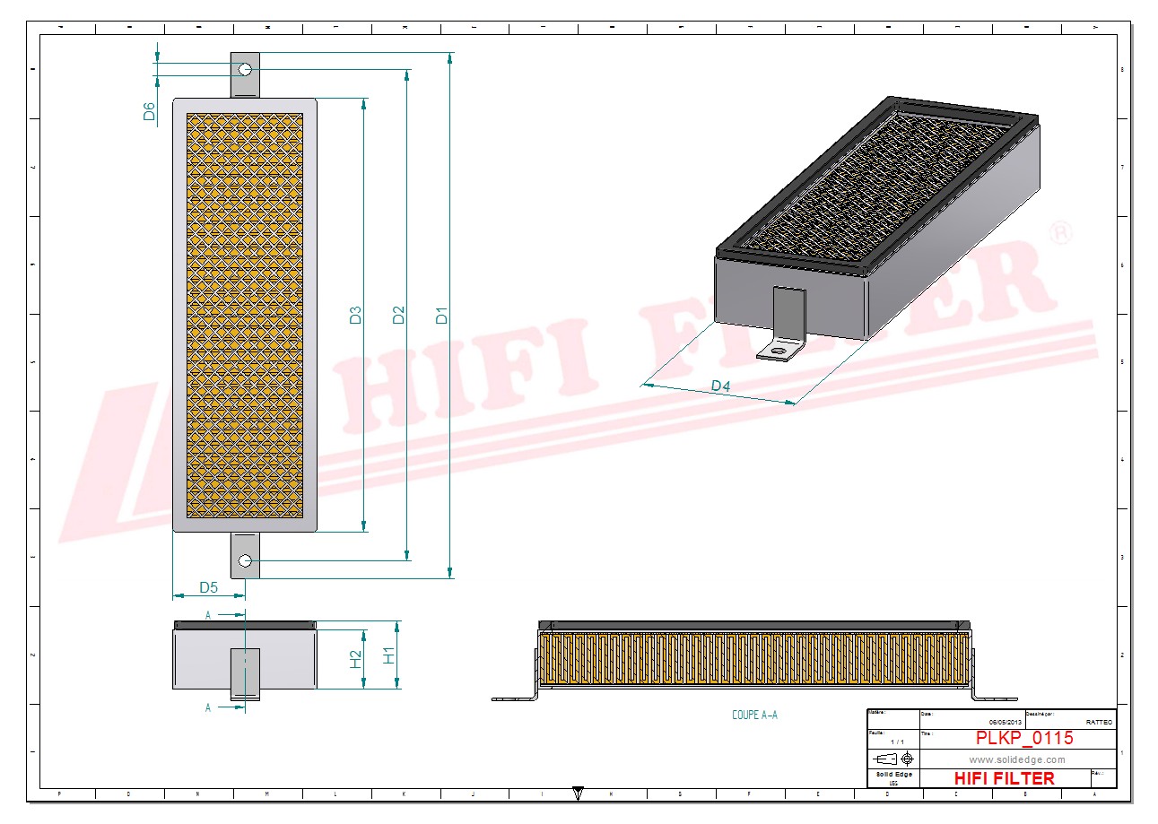 Schema tecnico Filtro abitacolo 1200090170 per trattori e macchine agricole