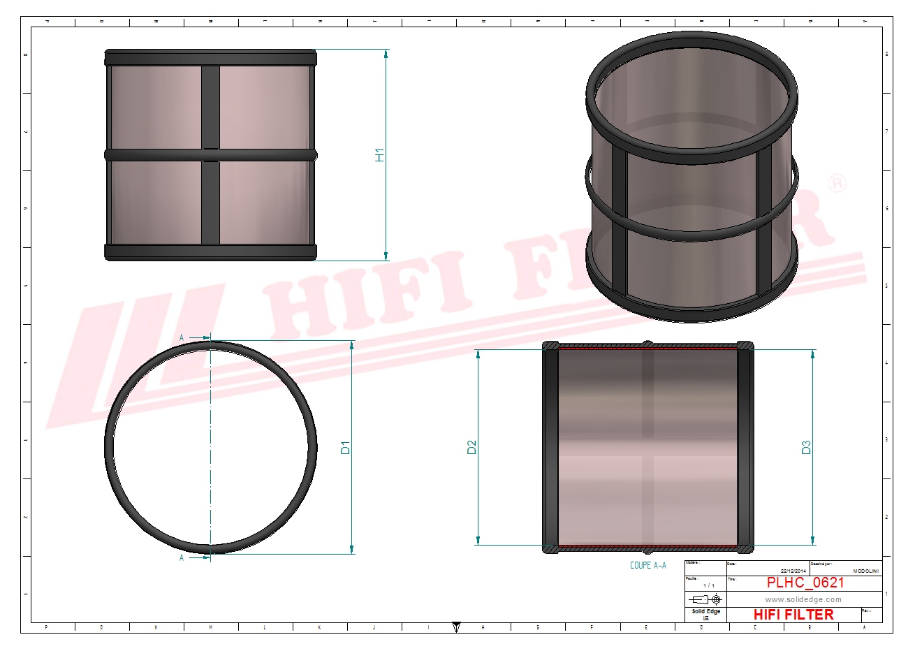 Schema tecnico Filtro olio