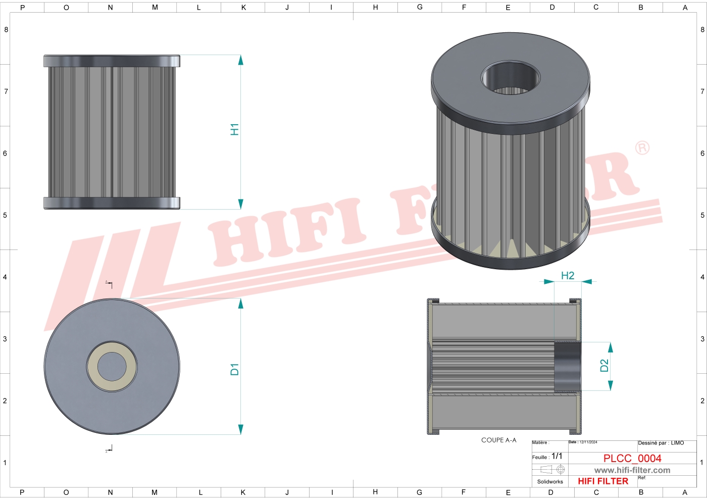 Schema tecnico Filtro carburante 06020-4217-4 per trattori e macchine agricole