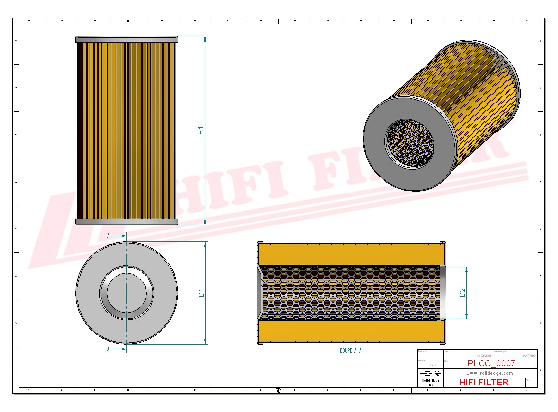 Schema tecnico Filtro carburante BA211-51280 per trattori e macchine agricole