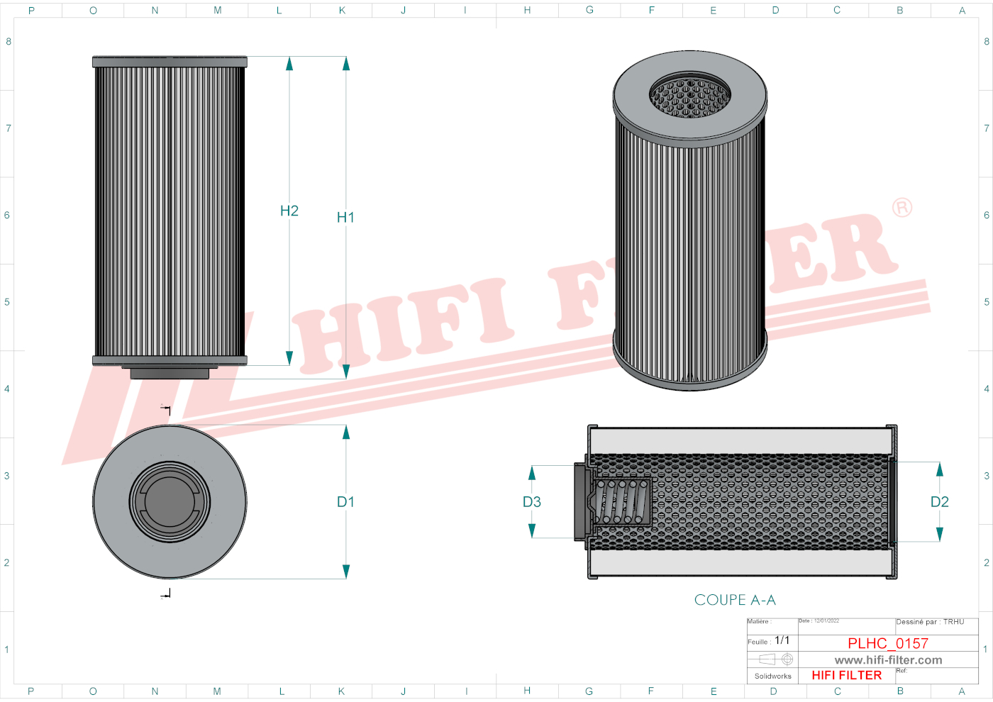 Schema tecnico Filtro olio