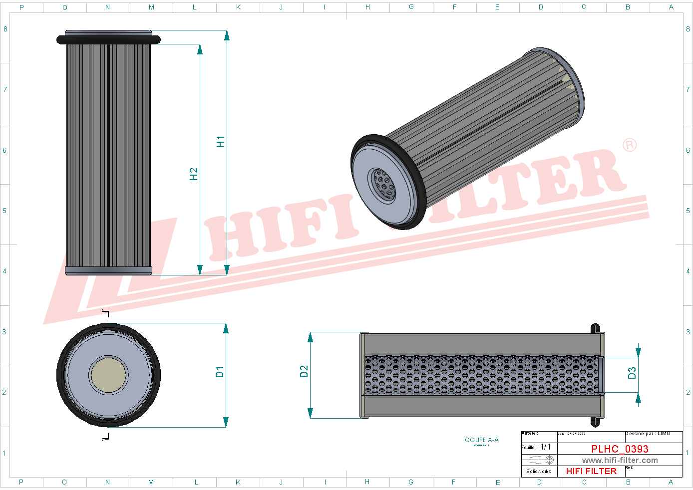 Schema tecnico Filtro olio
