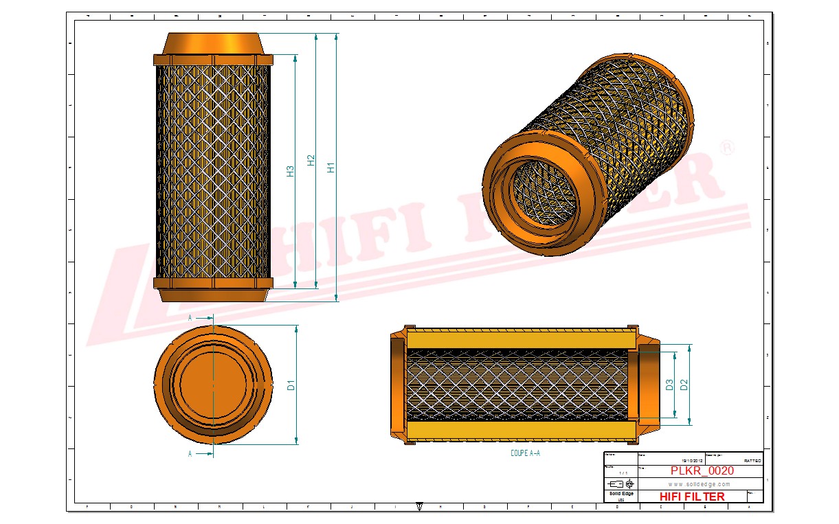 Schema tecnico Filtro abitacolo ai carboni attivi