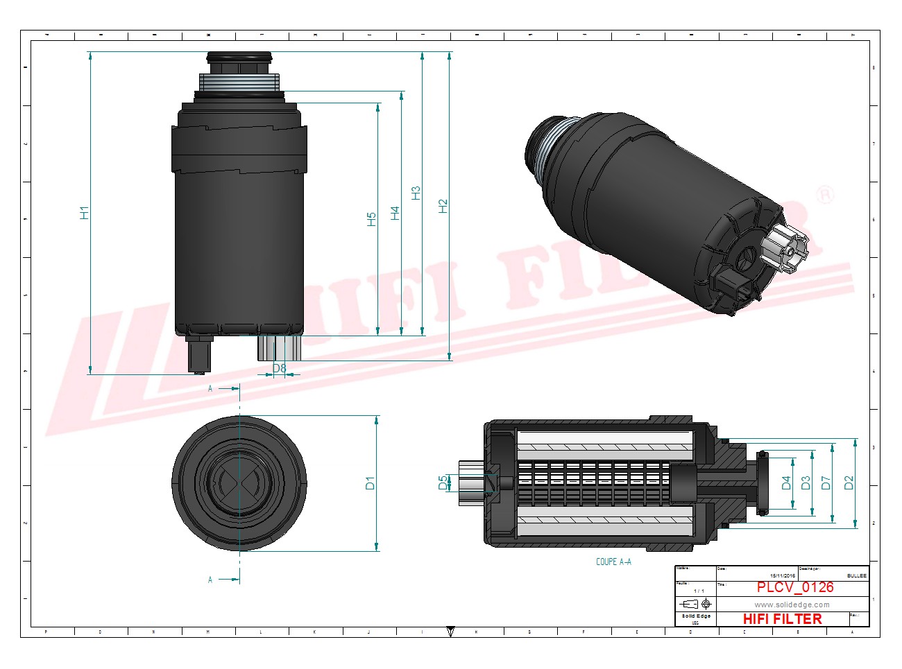 Schema tecnico Filtro carburante 1200430767 per trattori e macchine agricole