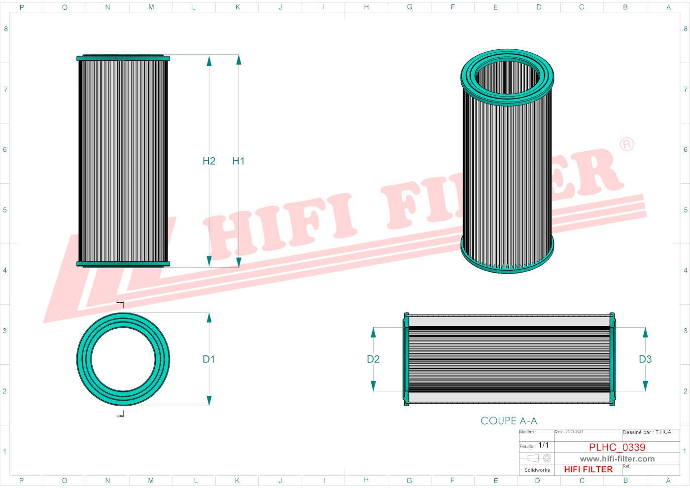 Schema tecnico Filtro idraulico 170310 per trattori e macchine agricole