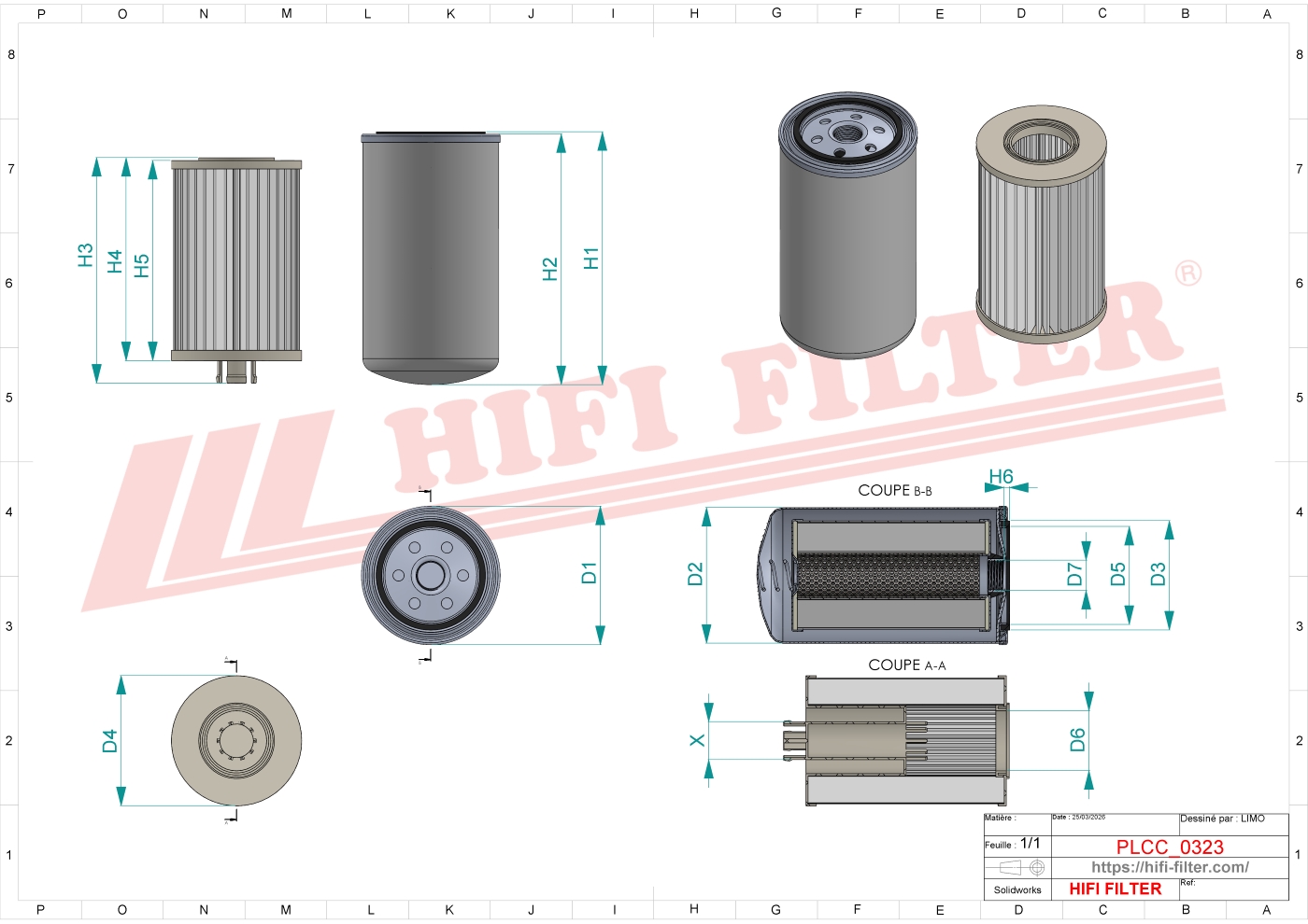 Schema tecnico Filtro carburante RE556406 per trattori e macchine agricole