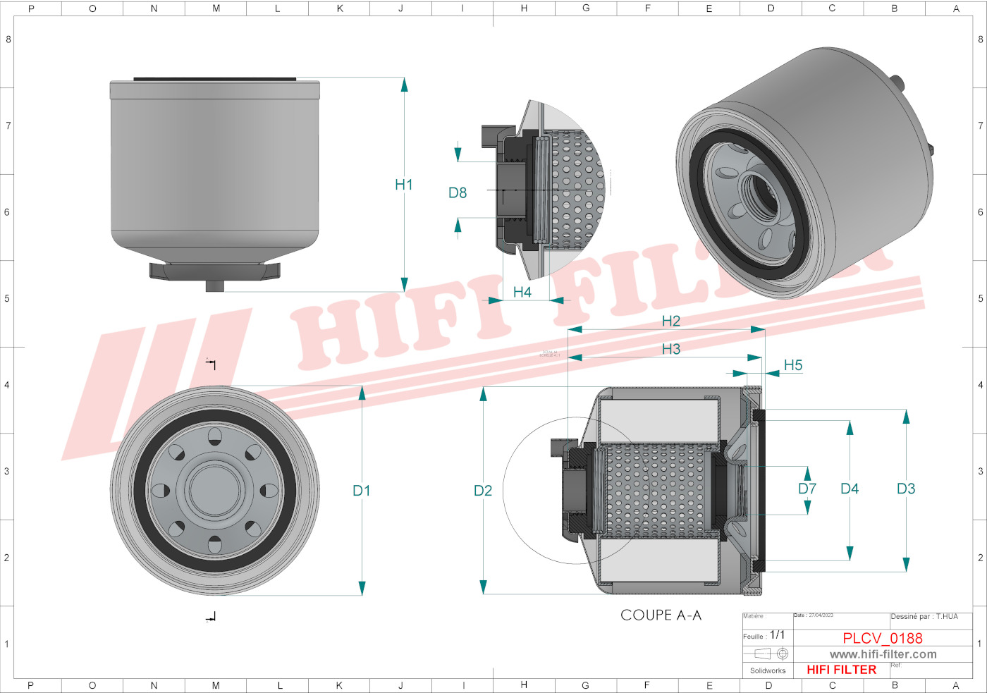 Schema tecnico Filtro carburante