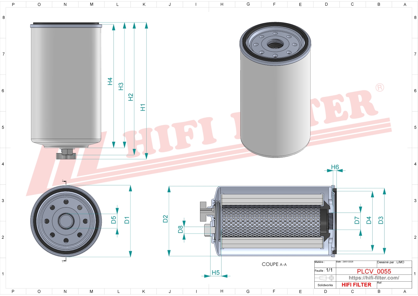 Schema tecnico Filtro carburante