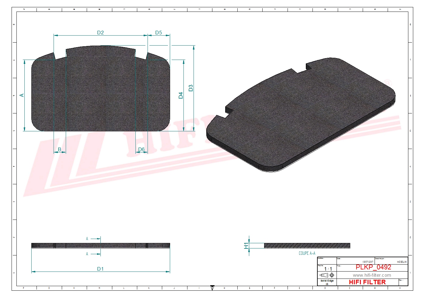 Schema tecnico Prefiltro aria
