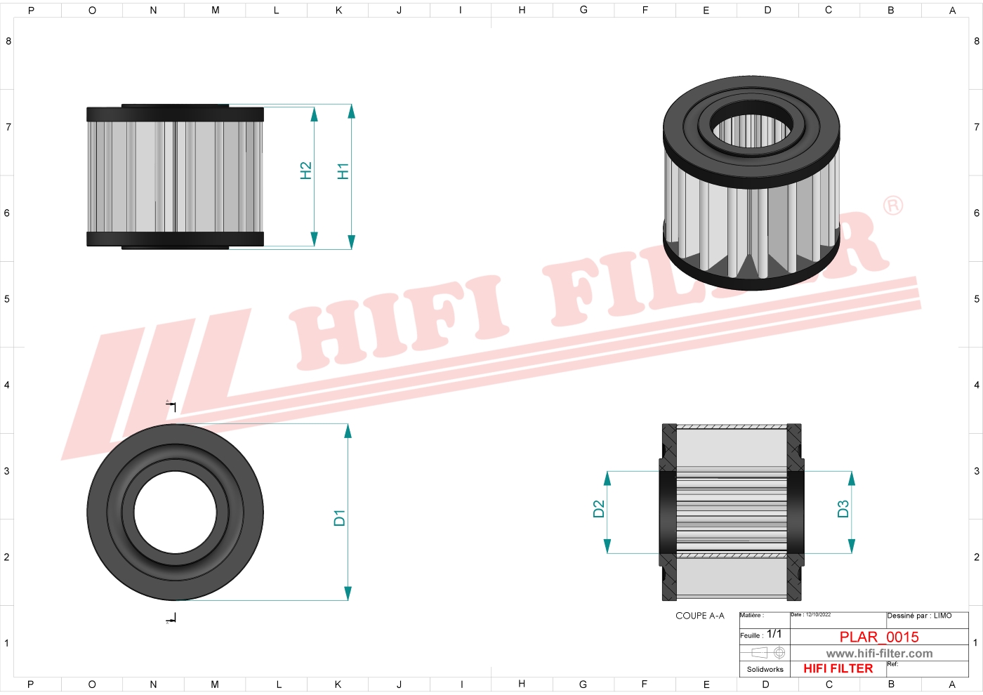 Schema tecnico Filtro aria 4167549 per trattori e macchine agricole