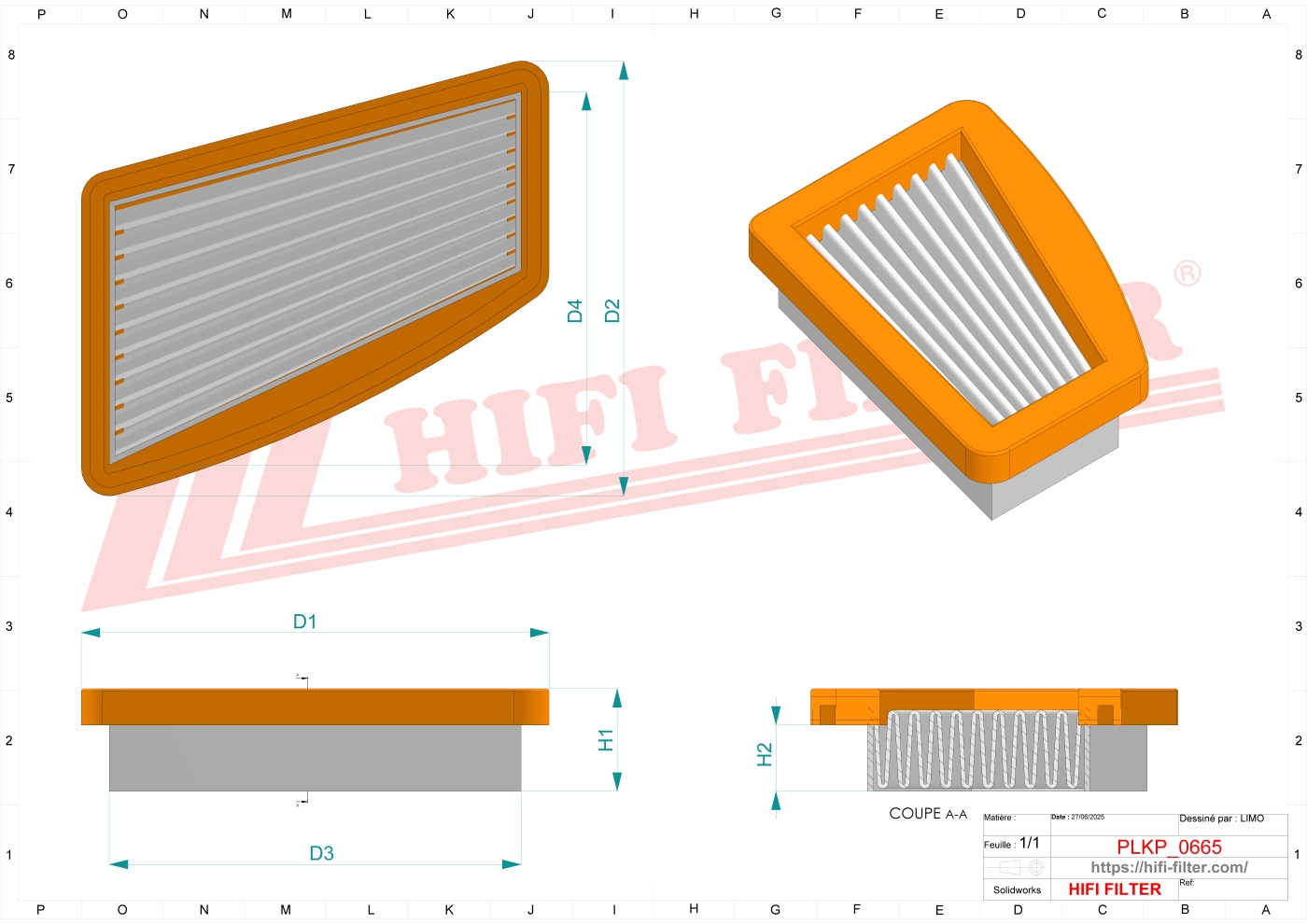 Schema tecnico Filtro abitacolo