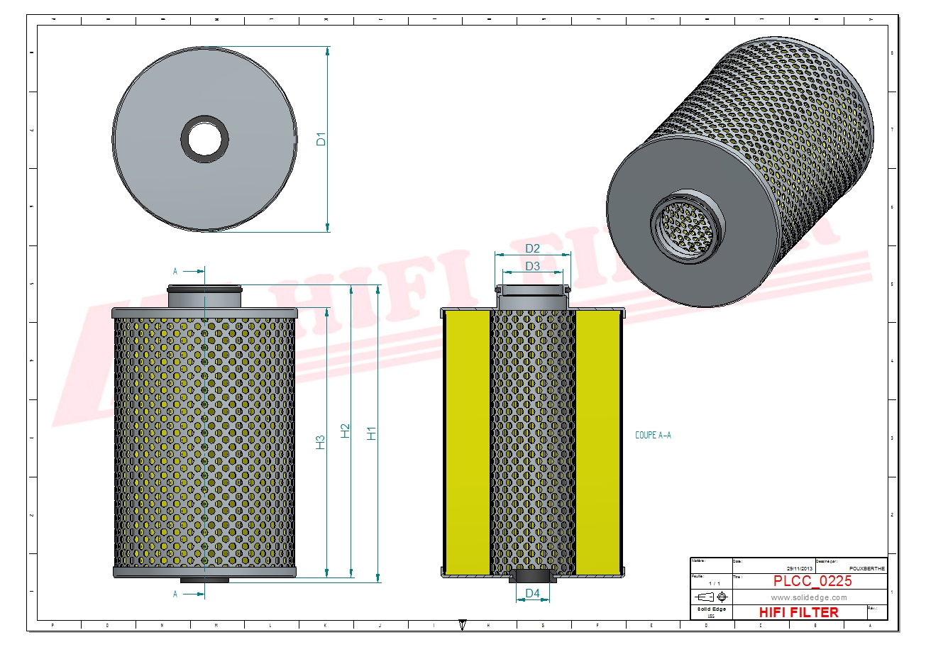 Schema tecnico Filtro carburante