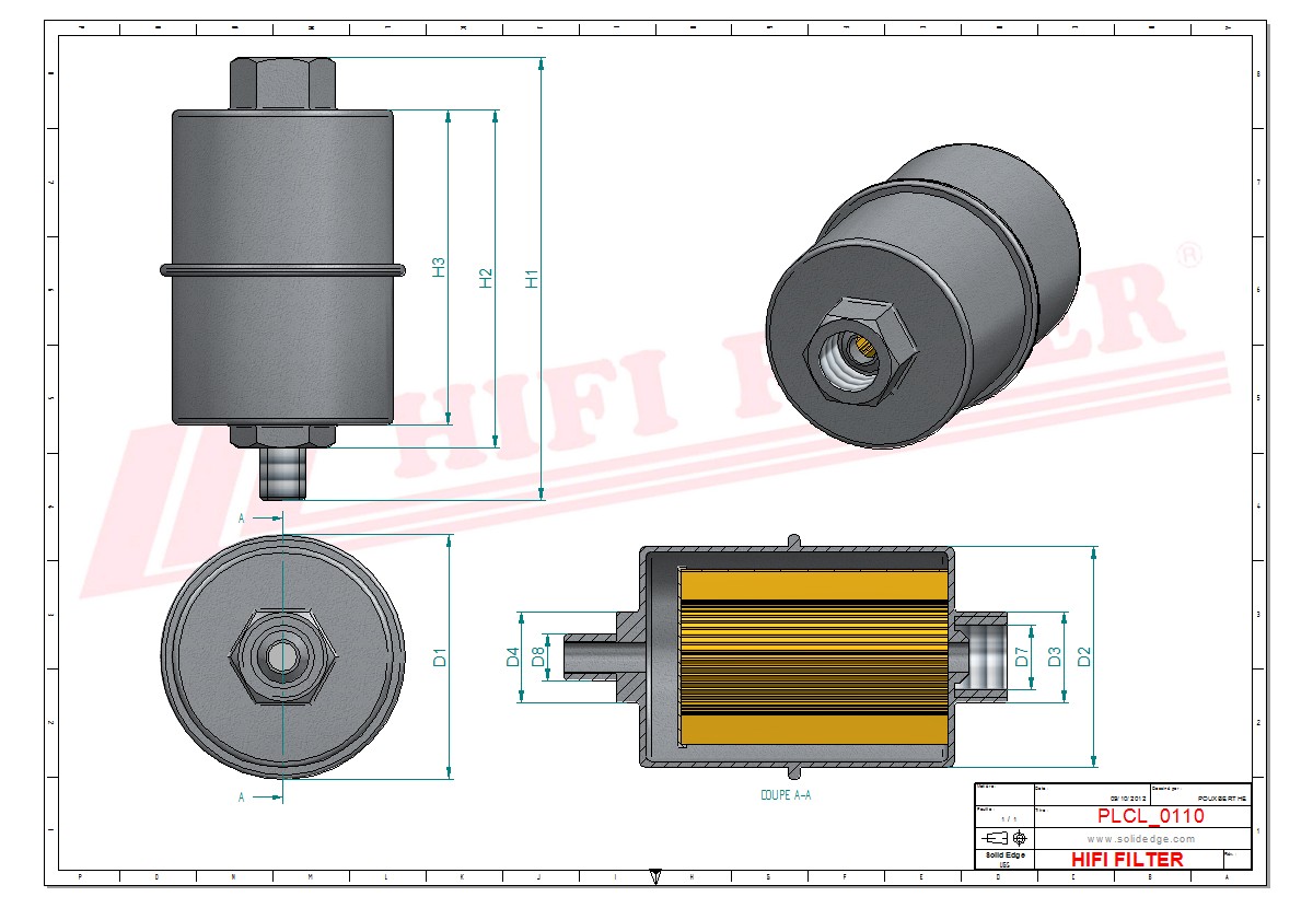 Schema tecnico Prefiltro aria