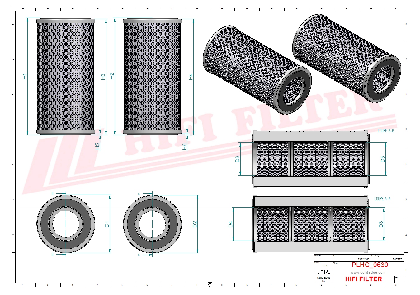 Schema tecnico Filtro olio