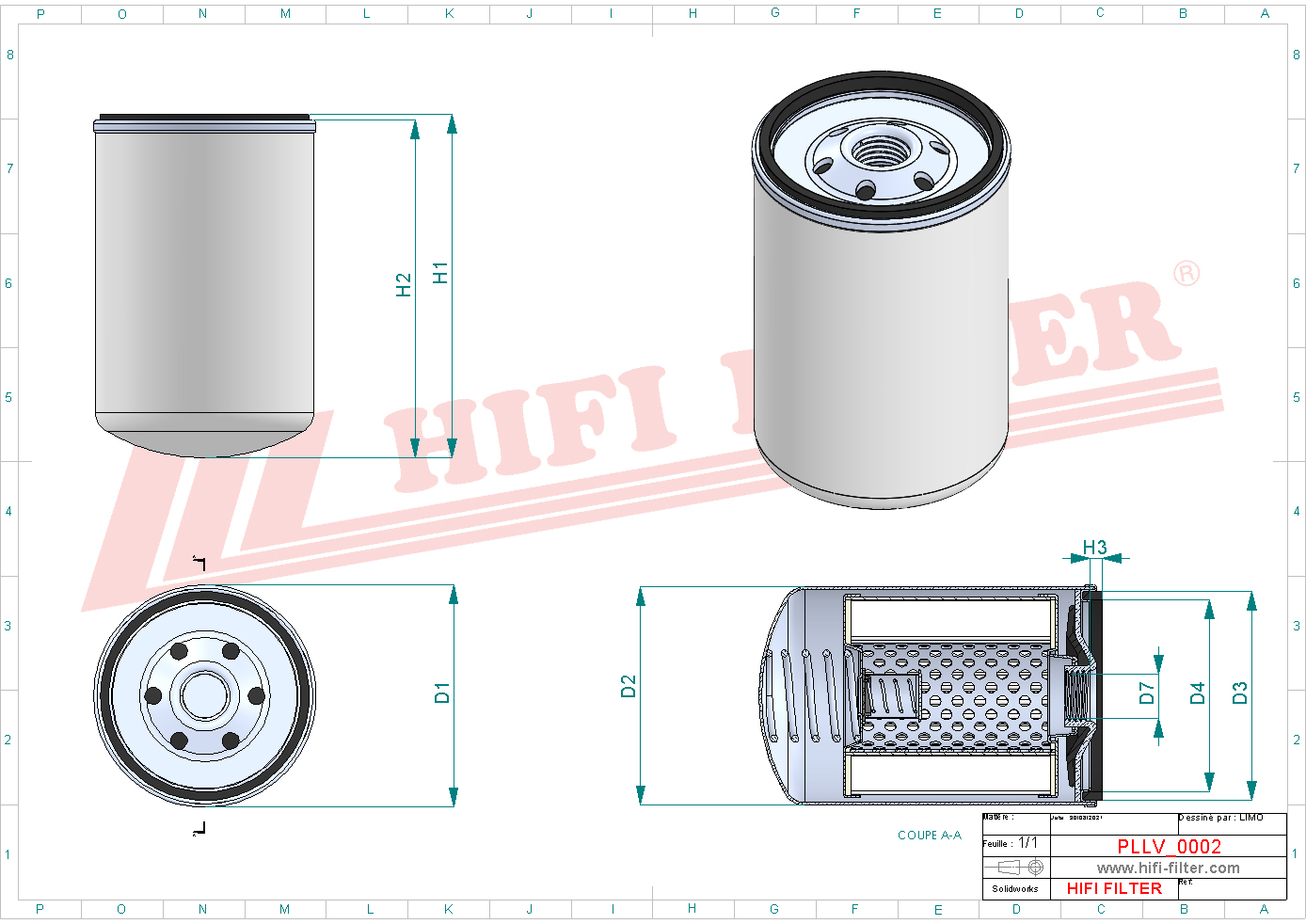 Schema tecnico Filtro olio 003680 per trattori e macchine agricole