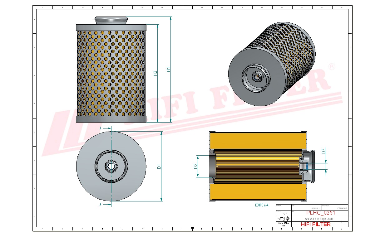 Schema tecnico Filtro olio