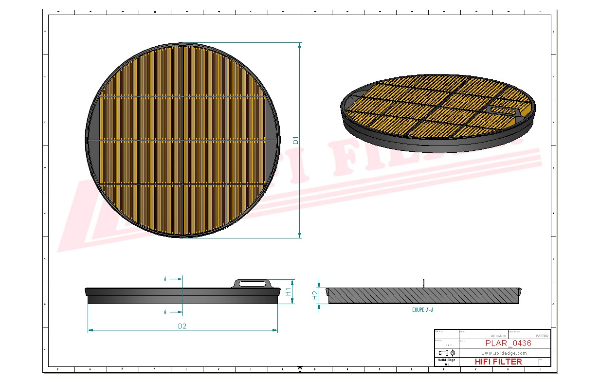 Schema tecnico Filtro aria