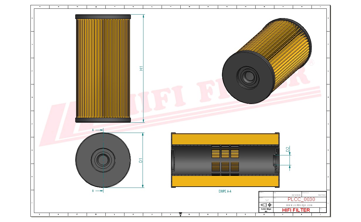 Schema tecnico Filtro carburante PU825 X per trattori e macchine agricole