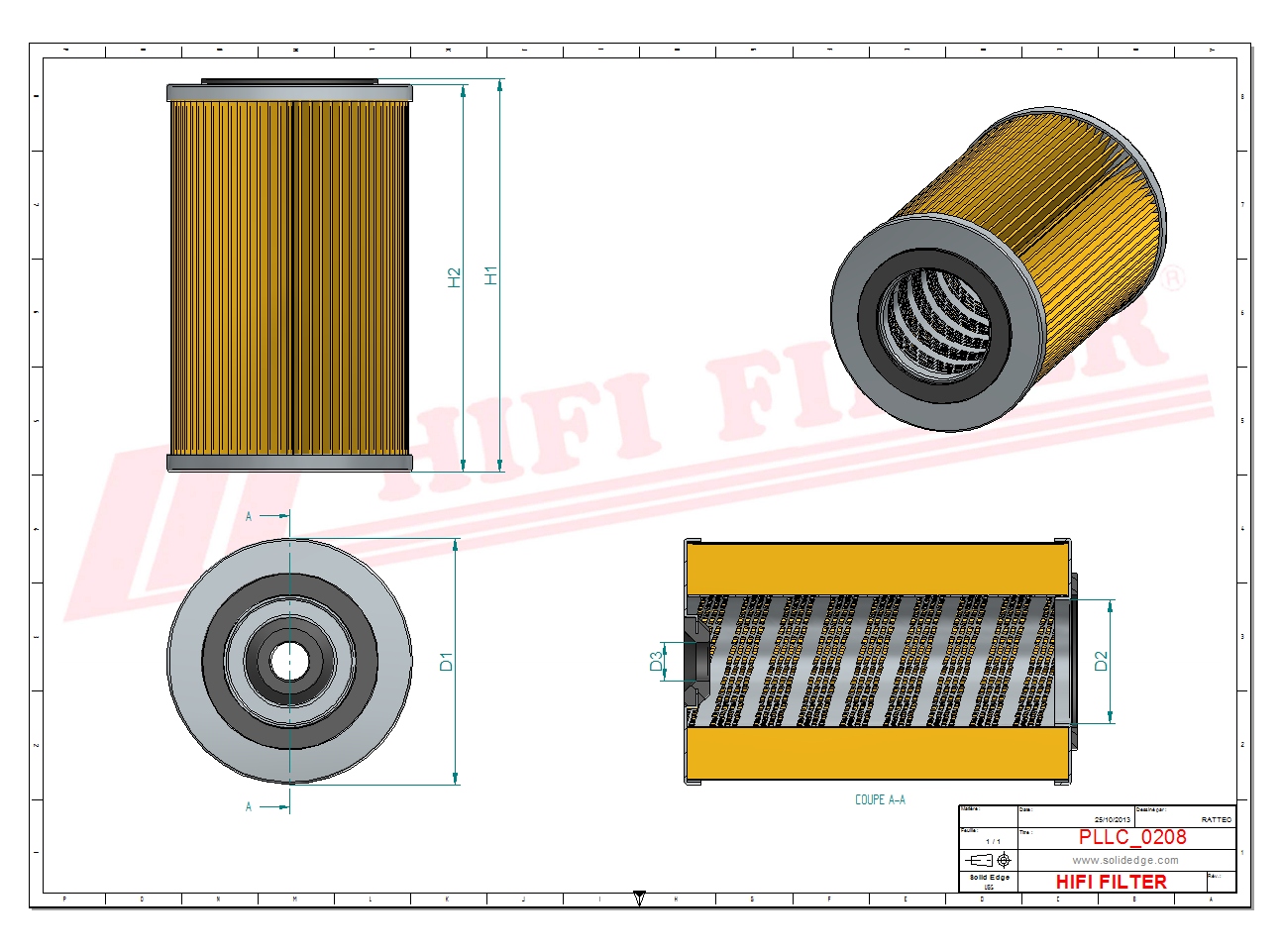 Schema tecnico Filtro olio